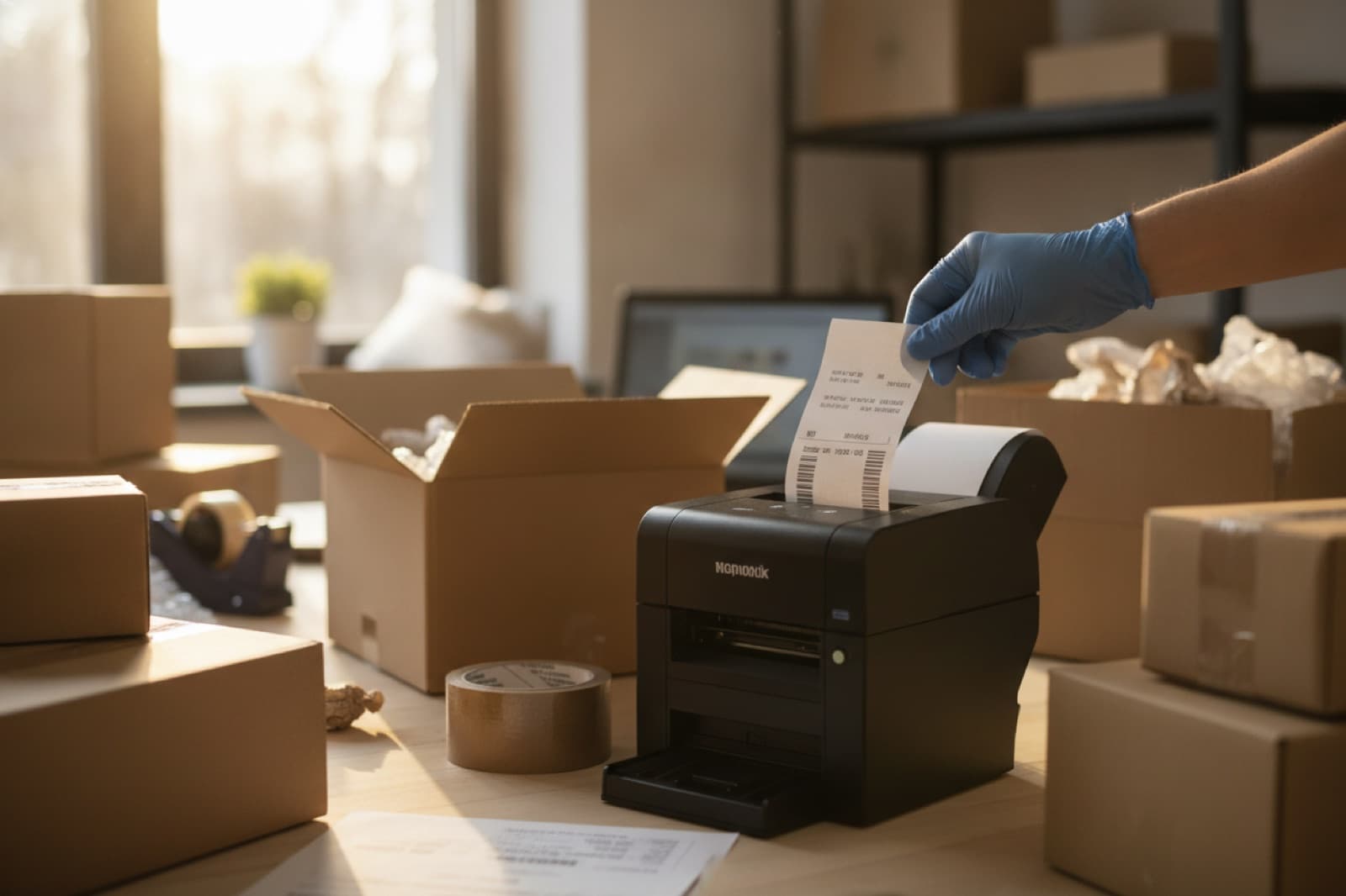 Magazijnmedewerker print verzendlabels