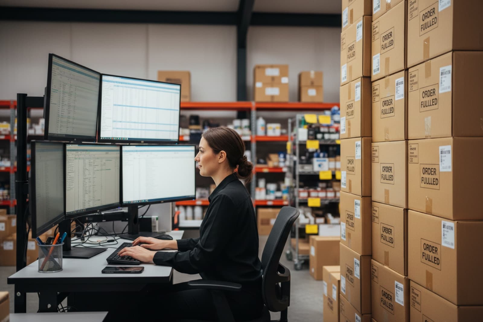 Retailer verwerkt een order op de kassa
