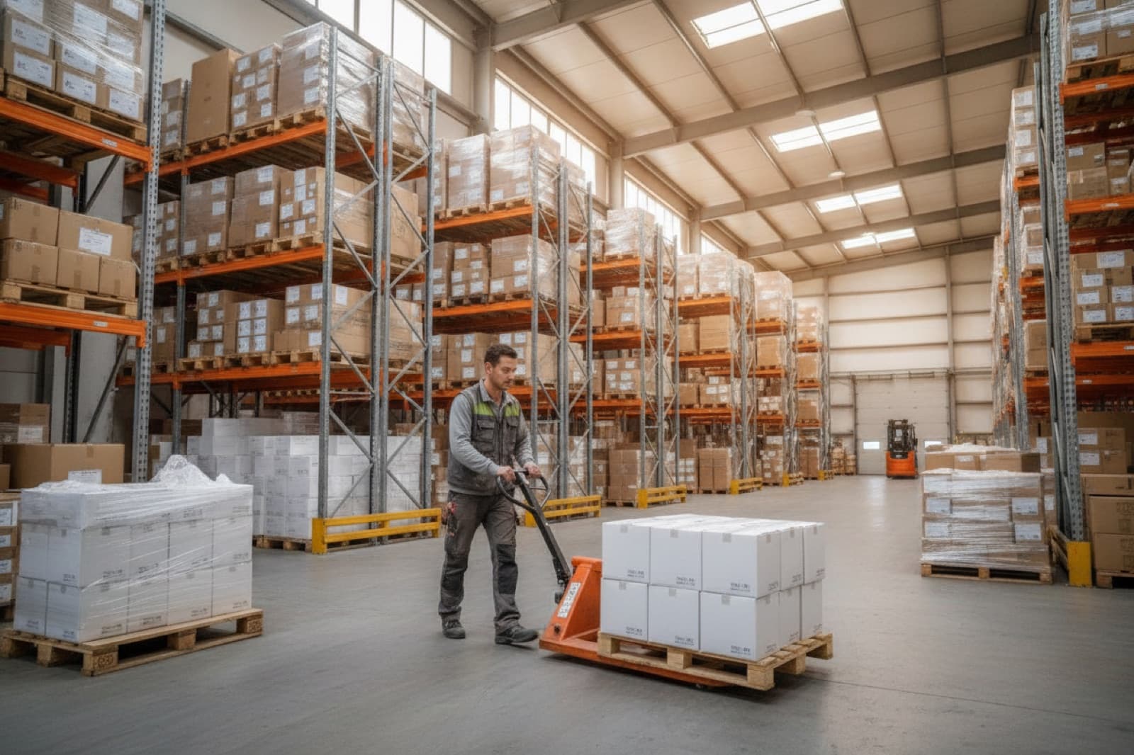 Magazijn met pallets klaar voor verzending